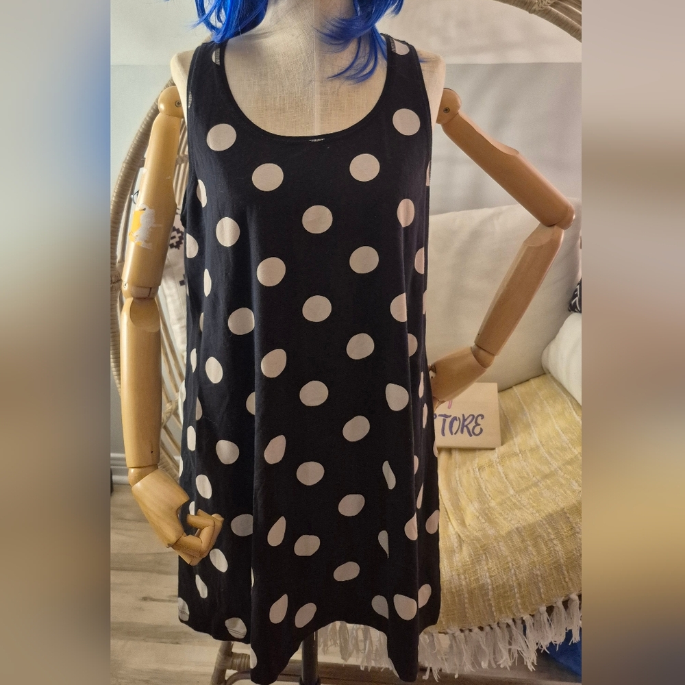 Hebbeding Black and White Polka Dot Midi Dress